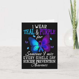 Teal And Purple Ribbon Suicide Prevention Awarenes Card