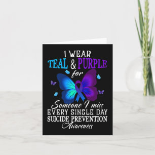 Teal and Purple Ribbon Suicide Prevention Awarenes Card