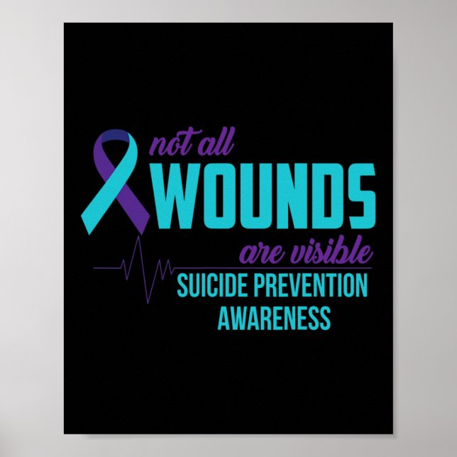 Teal and Purple Ribbon Suicide Prevention Awarenes Poster (Front)