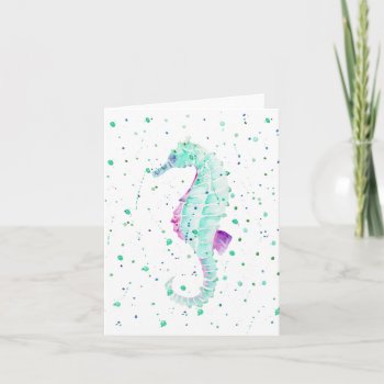 Teal And Purple Seahorse Blank Note Card by Eclectic_Ramblings at Zazzle