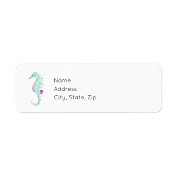 Teal And Purple Seahorse Label by Eclectic_Ramblings at Zazzle