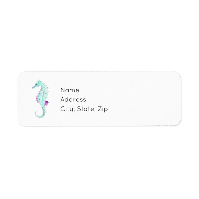 Teal and Purple Seahorse Label (Front)