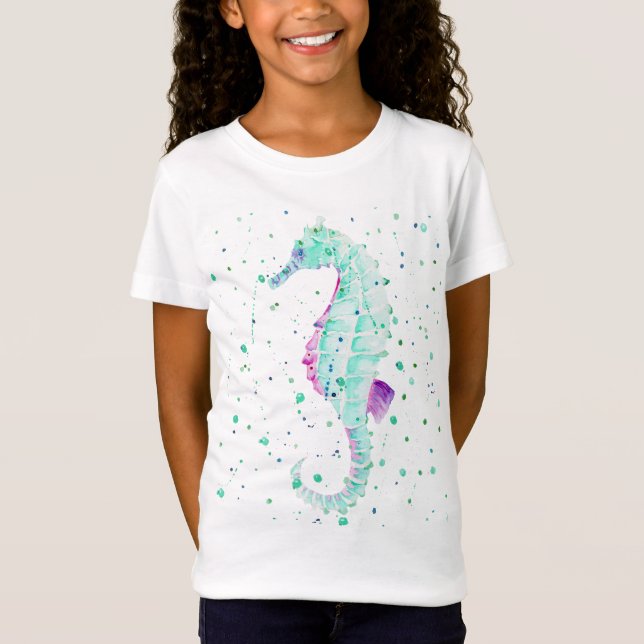 Teal and Purple Seahorse T-Shirt (Front)