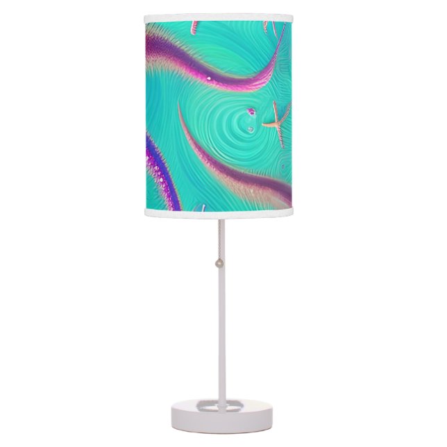 Teal and Purple Starfish Beachy  Table Lamp (Front)