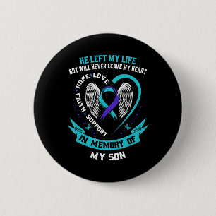 Teal and Purple Suicide Awareness Ribbon In Memory Button