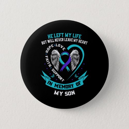 Teal and Purple Suicide Awareness Ribbon In Memory Button