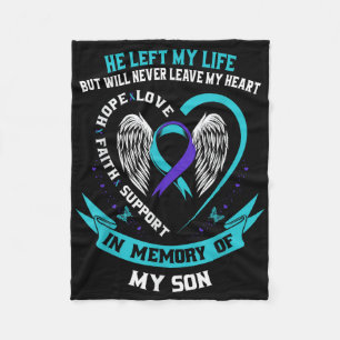 Teal And Purple Suicide Awareness Ribbon In Memory Fleece Blanket