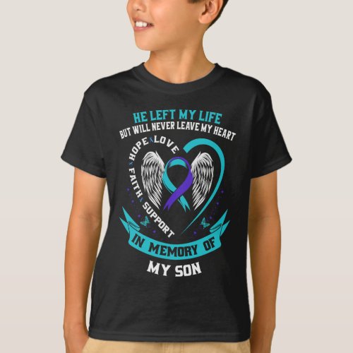 Teal and Purple Suicide Awareness Ribbon In Memory T_Shirt