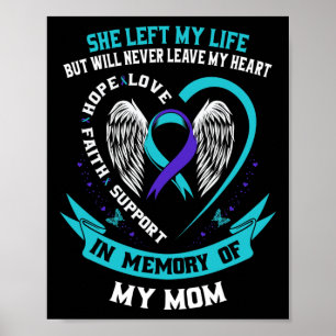 Teal And Purple Suicide Awareness Ribbon Mom Memor Poster
