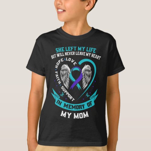 Teal and Purple Suicide Awareness Ribbon Mom Memor T_Shirt