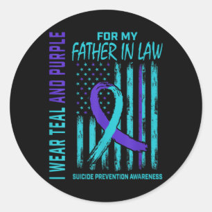 Teal And Purple Suicide Awareness Shirt Father In Classic Round Sticker