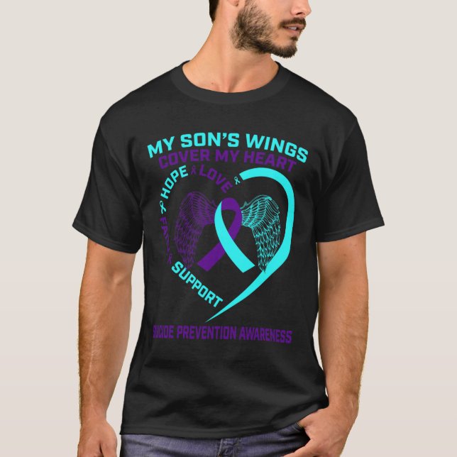 Teal and Purple Suicide Prevention Awareness Son H T-Shirt (Front)