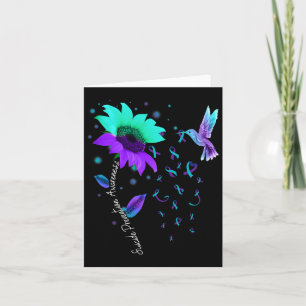 Teal And Purple Sunflower Hummingbird Suicide Prev Card