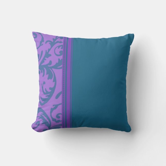Teal and Purple Swirl Decorative Pillow (Front)