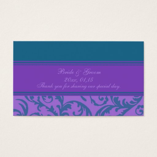 Customizable Teal and Purple Swirl Wedding Favor Tags Business Card