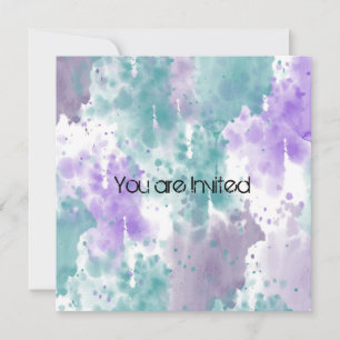 Teal and Purple Watercolor Abstract Baby Shower Invitation