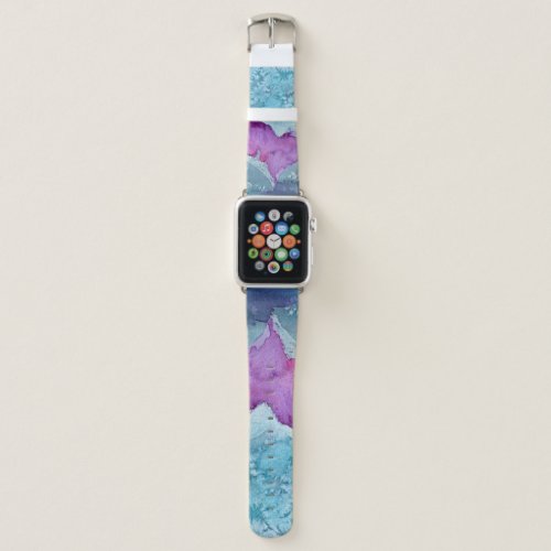Teal and Purple Watercolor Heart Apple Watch Band