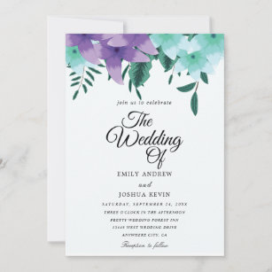 teal and purple wedding invitations