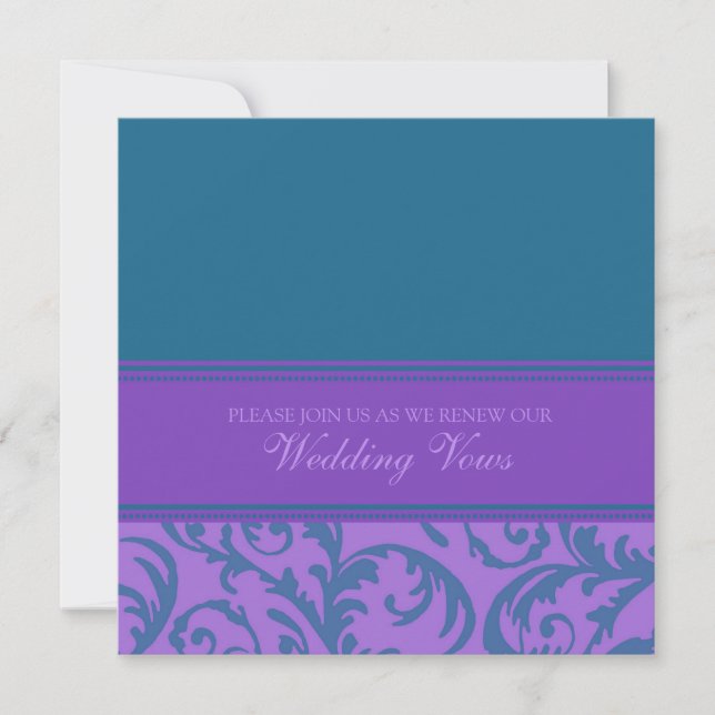 Teal and Purple Wedding Vow Renewal Invitations (Front)