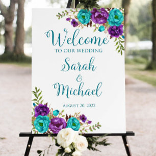 Teal and Purple Wedding Welcome Sign Purple Turquo