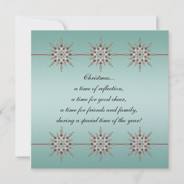 Teal and Red Christmas Ornaments Party Invite (Front)