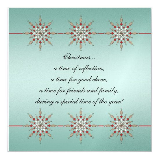 Teal and Red Christmas Ornaments Party Invite