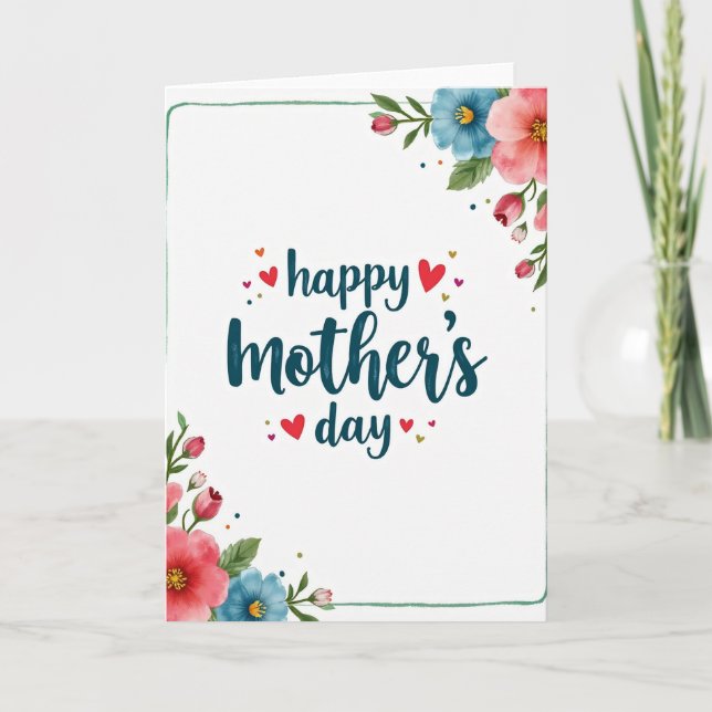 Teal And Red Mothers Day Card (Front)