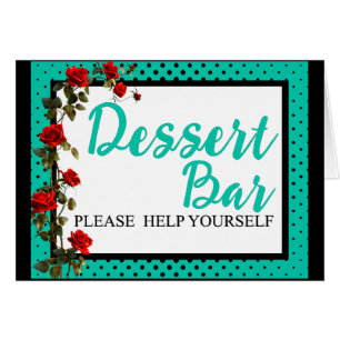 Teal and Red Roses Sugar Skulls Desert Bar Cards