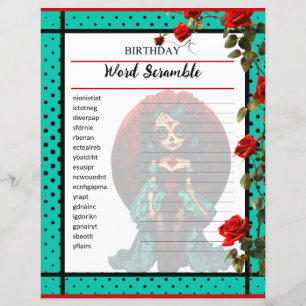 Teal and Red Roses Sugar Skulls Game