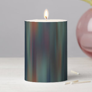 teal and red streaks abstract pillar candle