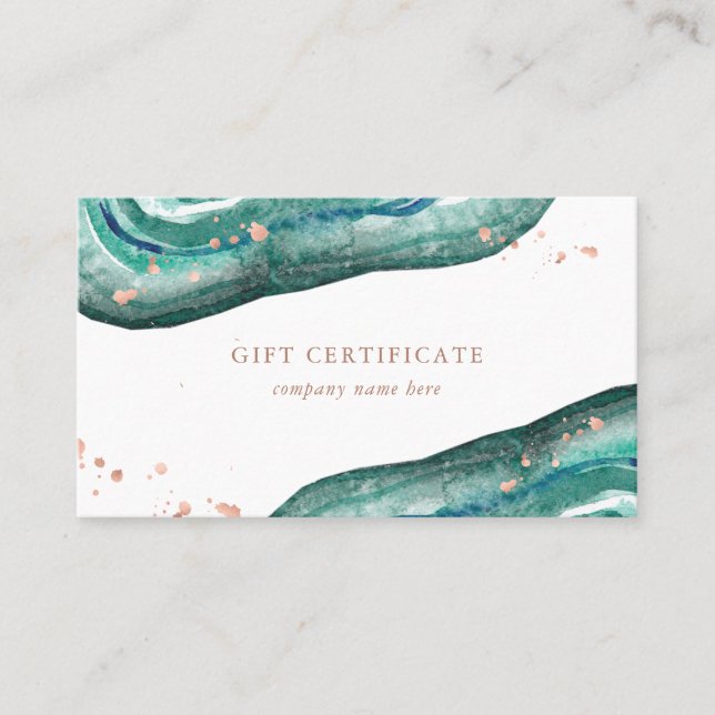 Teal and Rose Gold Geode | Gift Certificate (Front)