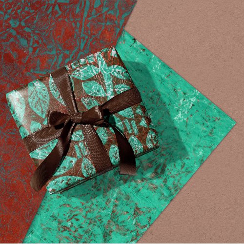 Teal and Rust Boho Designs Wrapping Paper Sheets