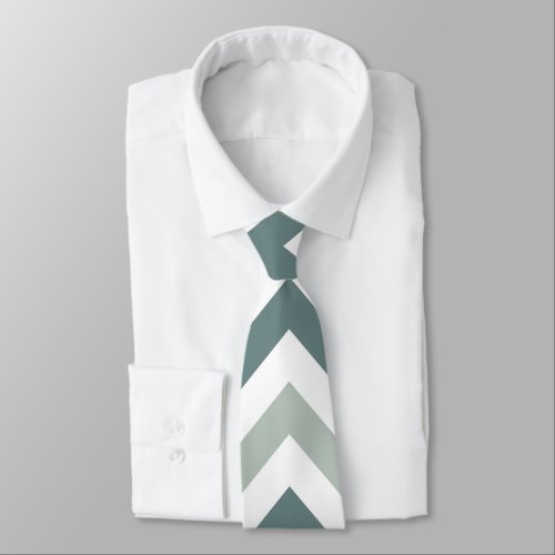 Teal and sage chevron tie