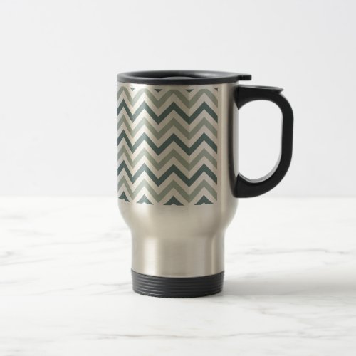 Teal and sage chevron travel mug