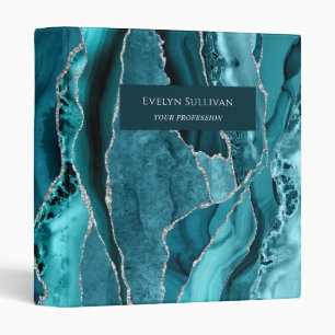 Teal and Silver Agate Binder