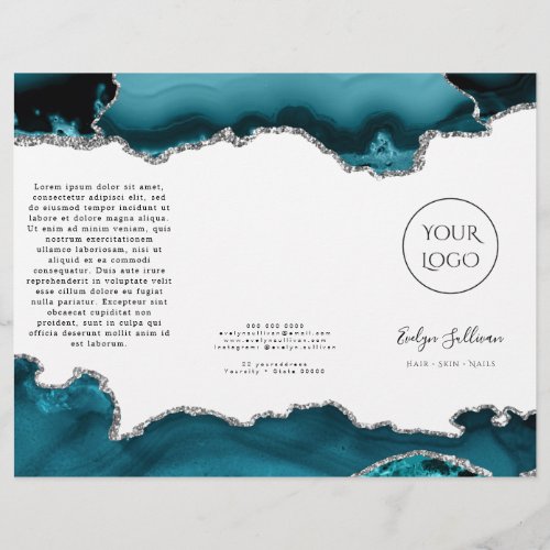 teal and silver agate  brochure