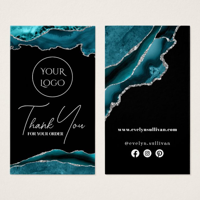 Teal and silver agate package insert (Front & Back)