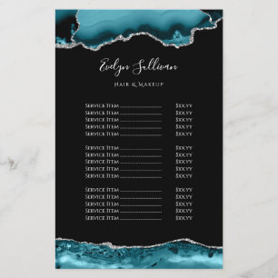 Teal and silver agate price list flyer