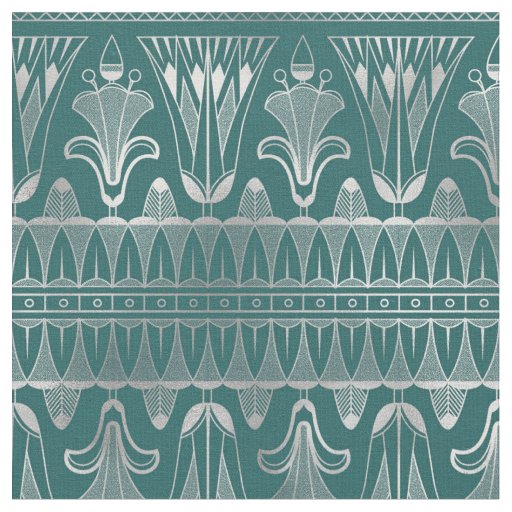 Teal and Silver Art Deco Fabric