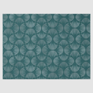 Teal and Silver Art Deco Fan Pattern Decoupage Tissue Paper