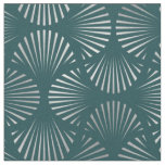 Teal and Silver Art Deco Fan Pattern Fabric