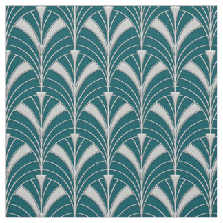 Teal and silver Art Deco Style Fabric