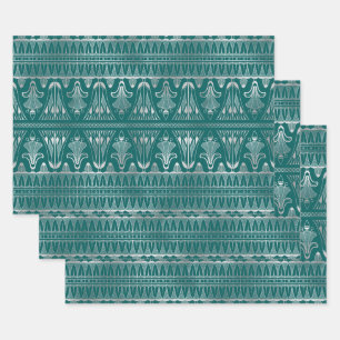 Teal and Silver Art Deco Wrapping Paper Sheets