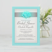 Teal and Silver Bridal Shower Invitations (Standing Front)