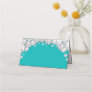 Teal and Silver Diamond Glitter Food Label Place Card