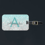 Teal and Silver Monogram Name and Initial Luggage Tag<br><div class="desc">Teal Blue and Silver Glitter Confetti Monogram Name and Initial Luggage Tag. This bag tag is perfect for Back to School, Work, or Traveling. The Teal Blue and Silver Glitter Confetti Luggage Tag also makes a great party favor for weddings, birthdays, bridal showers, honeymoons or for a bachelorette party. Please...</div>