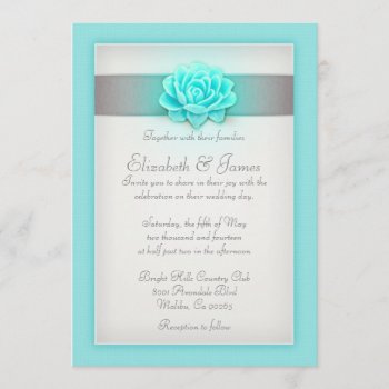 Teal And Silver Wedding Invitations by topinvitations at Zazzle