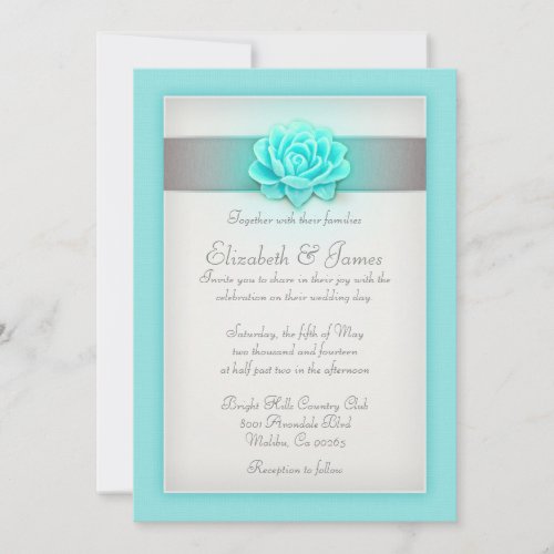 Teal And Silver Wedding Invitations