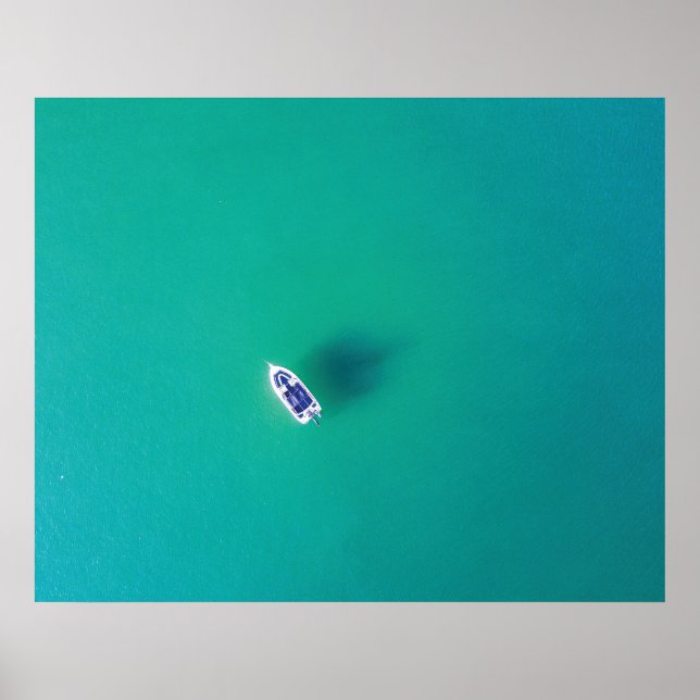 Teal and Turquoise Aerial Ocean Poster (Front)
