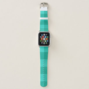 Teal And Turquoise Gingham Plaid Design Apple Watch Band